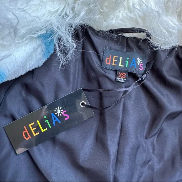 🪻[ Dolls Kill ] x dELiA*s Dreamscape Love Faux Fur Cloud Print Coat Festival - Picture 3 of 13